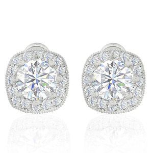 ZAXIE | Cushion Cut CZ Halo Stud Earrings | NWT